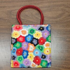 Hand Stitched Poppy Flower Purse.